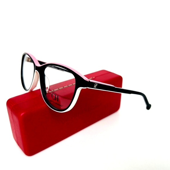 New CAROLINA HERRERA Frames Black Acetate Eyeglasses VHE800K 06HC 52 16 135